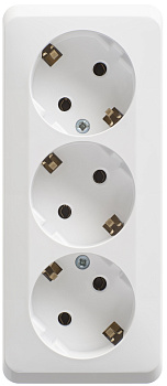 Розетка тройная ЭТЮД SE накладная с заземлением белая  – купить розетки, рамки, выключатели оптом и в розницу  Розетка тройная ЭТЮД SE накладная с заземлением белая во Владивостоке