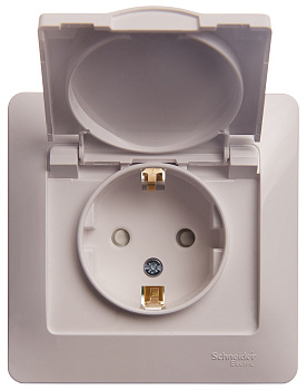 Розетка одинарная Glossa SE с крышкой с заземлением белая в сборе во Владивостоке