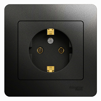 Розетка одинарная Glossa SE антрацит в сборе во Владивостоке