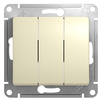 Выключатель трехклавишный Glossa SE бежевый во Владивостоке