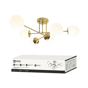 Светильник потолочный под лампу AURORA EASY-6G9-LT 6xG9 матовые плафоны, латунный корпус IN HOME  – купить кабель и провод оптом и в розницу  Светильник потолочный под лампу AURORA EASY-6G9-LT 6xG9 матовые плафоны, латунный корпус IN HOME во Владивостоке