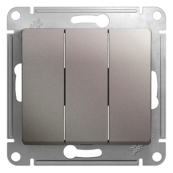 Выключатель трехклавишный GLOSSA Schneider Electric платина во Владивостоке