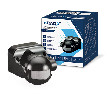 Датчик движения инфракрасный ДД 09Ч 1200Вт 180 гр.12м IP44 черный NEOX во Владивостоке