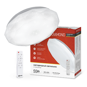 Светильник светодиодный COMFORT DIAMOND 55Вт 230В 3000-6500K 4400Лм 350x90мм с пультом ДУ IN HOME  – купить кабель и провод оптом и в розницу  Светильник светодиодный COMFORT DIAMOND 55Вт 230В 3000-6500K 4400Лм 350x90мм с пультом ДУ IN HOME во Владивостоке
