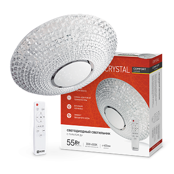 Светильник светодиодный COMFORT CRYSTAL 55Вт 230В 3000-6500K 4400Лм 400x100мм с пультом ДУ IN HOME  – купить кабель и провод оптом и в розницу  Светильник светодиодный COMFORT CRYSTAL 55Вт 230В 3000-6500K 4400Лм 400x100мм с пультом ДУ IN HOME в Владивостоке