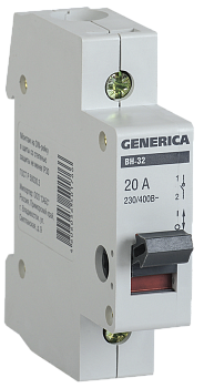 Выключатель нагрузки (мини-рубильник) ВН-32 1Р 20А GENERICA во Владивостоке