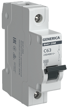 Автоматический выключатель ВА47-29М 1P 63А 4,5кА C GENERICA во Владивостоке