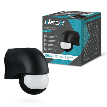 Датчик движения инфракрасный ДД 10Ч 1200Вт 180 гр. 12м IP44 черный NEOX во Владивостоке