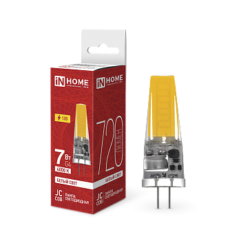 Лампа светодиодная LED-JC-COB 7Вт 12В G4 4000К 720Лм IN HOME во Владивостоке
