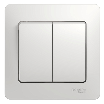 Выключатель двухклавишный Glossa SE белый в сборе во Владивостоке