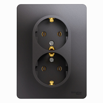 Розетка 2ая с заземлением Glossa графит в сборе во Владивостоке