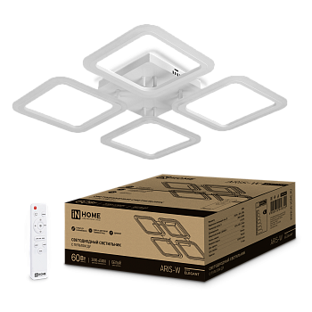 Светильник светодиодный ELEGANT ARIS-W 60Вт 230В 3000-6500K 4700Лм 450х450х75мм c пультом ДУ белый IN HOME во Владивостоке