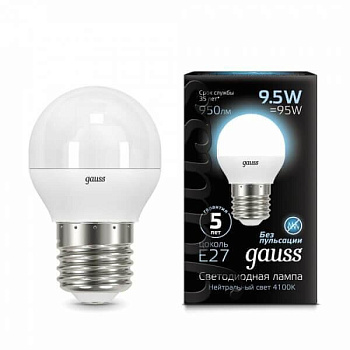 Лампа светодиодная LED-ШАР 9.5Вт E27 4100K 950Лм Black GAUSS  – купить лампы всех видов оптом и в розницу  Лампа светодиодная LED-ШАР 9.5Вт E27 4100K 950Лм Black GAUSS во Владивостоке