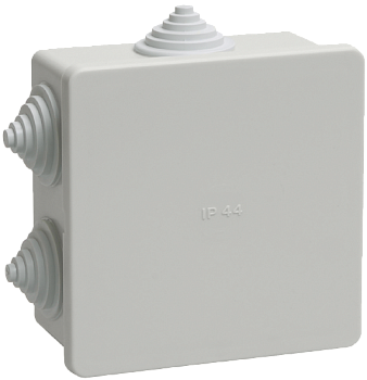 Коробка КМ41235 распаячная для открытой проводки 85х85х40 мм IP44 (RAL7035, 6 гермовводов)  – купить распределительные коробки, крепеж, изоляцию оптом и в розницу  Коробка КМ41235 распаячная для открытой проводки 85х85х40 мм IP44 (RAL7035, 6 гермовводов) во Владивостоке