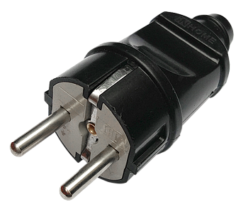 Вилка прямая с заземлением 16А черная 4240 IN HOME во Владивостоке