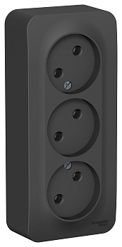 Розетка тройная BLANCA SE накладная с изоляционной пластиной антрацит во Владивостоке