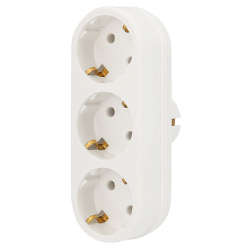 Тройник электрический линейный 16А с заземлением белый REXANT во Владивостоке