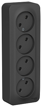 Розетка четырехместная BLANCA SE накладная с изоляционной пластиной антрацит  – купить розетки, рамки, выключатели оптом и в розницу  Розетка четырехместная BLANCA SE накладная с изоляционной пластиной антрацит во Владивостоке