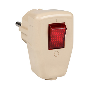 Вилка угловая с выключателем с/з бежевая 16А 250В EKF во Владивостоке