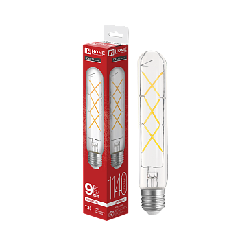 Лампа светодиодная LED-T30-deco 9Вт 230В Е27 4000К 1140Лм 225мм прозрачная IN HOME во Владивостоке