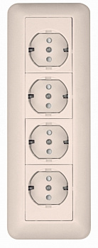 Розетка четырехместная BLANCA SE с заземлением с монтажной пластиной со шторками накладная белая во Владивостоке