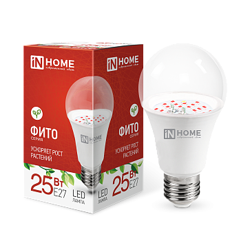 Лампа светодиодная LED-A65-ФИТО 25Вт 230В Е27 IN HOME во Владивостоке