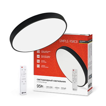 Светильник светодиодный SCANDY SIMPLE-95RCB 95Вт 230В 3000-6500K 7600Лм 500x50мм с пультом ДУ черный IN HOME во Владивостоке