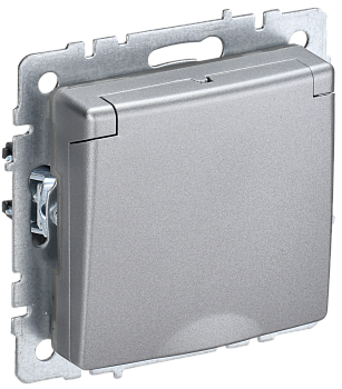 Розетка одинарная с з/к со шторками с крышкой 16А IP44 BRITE IEK алюминий во Владивостоке