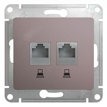 Розетка двойная компьютерная RJ45+RJ45 Glossa SE платина во Владивостоке