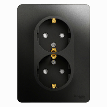 Розетка двойная Glossa SE с заземлением со шторками антрацит в сборе во Владивостоке