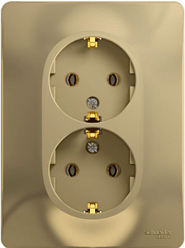Розетка двойная Glossa SE с заземлением титан в сборе во Владивостоке