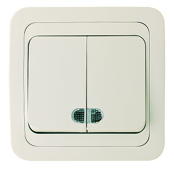 Выключатель двухклавишный МИМОЗА MAKEL с подсветкой крем во Владивостоке