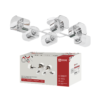 Светильник потолочный поворотный AURA TESO-6E27ST-WH 6хЕ27 прозрачные плафоны, белый корпус IN HOME во Владивостоке