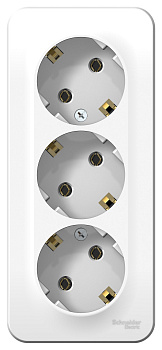 Розетка тройная BLANCA SE накладная с заземлением с изоляционной пластиной белая  – купить розетки, рамки, выключатели оптом и в розницу  Розетка тройная BLANCA SE накладная с заземлением с изоляционной пластиной белая во Владивостоке