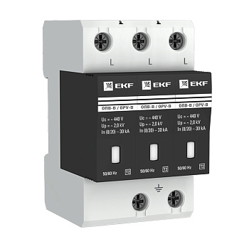 Ограничитель импульсных напряжений ОПВ-B/3P In 30кА 400В с сигнализацией EKF PROxima  – купить силовое и модульное оптом и в розницу  Ограничитель импульсных напряжений ОПВ-B/3P In 30кА 400В с сигнализацией EKF PROxima во Владивостоке