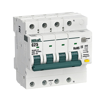 АВДТ ДИФ-103 3P+N 25А 30мА AC х-ка C 6кА DEKraft во Владивостоке
