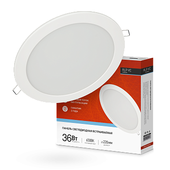 Панель светодиодная встраиваемая круглая RLP-VC 36Вт 230В 6500К 2880Лм 220мм белая IP40 IN HOME во Владивостоке