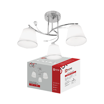 Люстра под лампу AURA MARY-СN-3E27-CH 3xЕ27 белый плафон, хромированный корпус IN HOME во Владивостоке