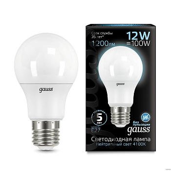 Лампа светодиодная LED-A60 12Вт E27 4100K 1200Лм Black GAUSS во Владивостоке