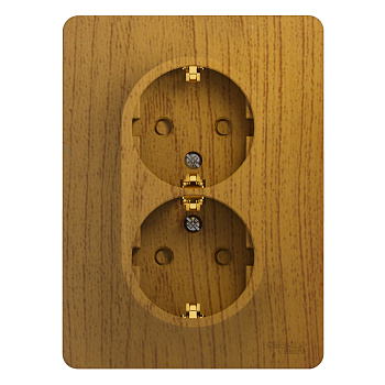 Розетка двойная Glossa SE с заземлением со шторками дуб в сборе во Владивостоке