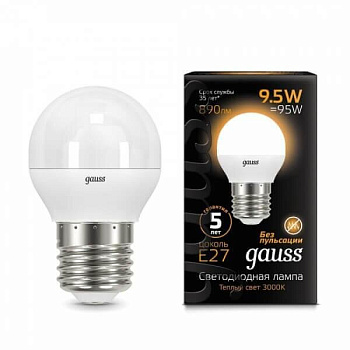 Лампа светодиодная LED-ШАР 9.5Вт E27 3000K 890Лм Black GAUSS  – купить лампы всех видов оптом и в розницу  Лампа светодиодная LED-ШАР 9.5Вт E27 3000K 890Лм Black GAUSS во Владивостоке