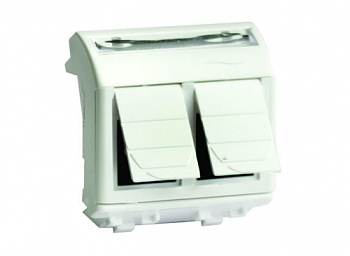 Розетка компьютерная двойная RJ45 кат.5e, Brava, белая, 2мод DKC  – купить гофру, лоток и кабель-каналы оптом и в розницу  Розетка компьютерная двойная RJ45 кат.5e, Brava, белая, 2мод DKC во Владивостоке