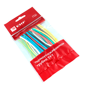 Термоусаживаемая трубка ТУТ нг 2/1 набор 7 цветов по 3 шт 100мм EKF PROxima во Владивостоке