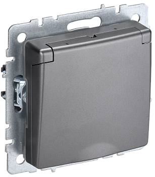 Розетка одинарная с з/к со шторками с крышкой 16А IP44 BRITE IEK сталь во Владивостоке