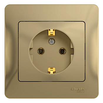 Розетка одинарная Glossa SE с заземлением титан в сборе во Владивостоке