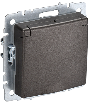 Розетка одинарная с з/к со шторками с крышкой 16А IP44 BRITE IEK бронза во Владивостоке