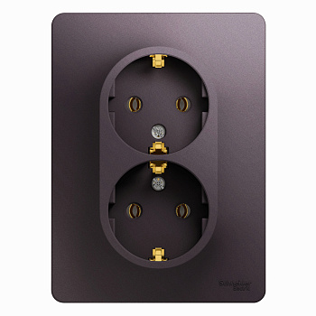 Розетка двойная Glossa SE с заземлением сиреневый туман в сборе во Владивостоке