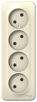 Розетка четырехместная BLANCA SE накладная с изоляционной пластиной молочная  – купить розетки, рамки, выключатели оптом и в розницу  Розетка четырехместная BLANCA SE накладная с изоляционной пластиной молочная во Владивостоке