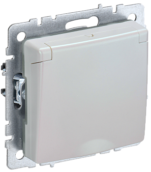 Розетка одинарная с з/к со шторками с крышкой 16А IP44 BRITE IEK жемчуг во Владивостоке