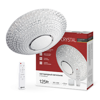 Светильник светодиодный COMFORT CRYSTAL 125Вт 230В 3000-6500K 10000Лм 500x115мм с пультом ДУ IN HOME во Владивостоке